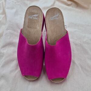 Dansko Hot Pink Leather Open-Toe Mules